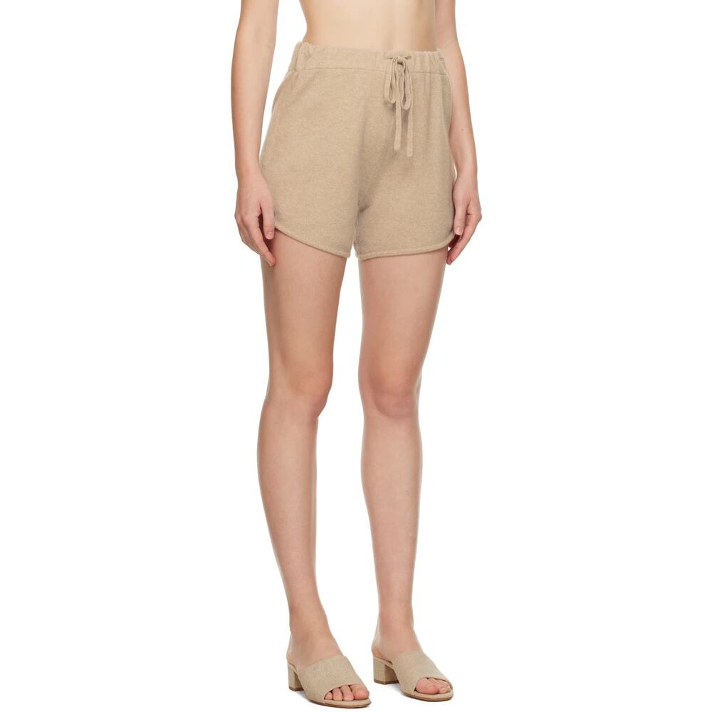 Lisa Yang Kiyo Tonal Track 100% Cashmere Sweater Shorts Sz 1 Small Medium Sand